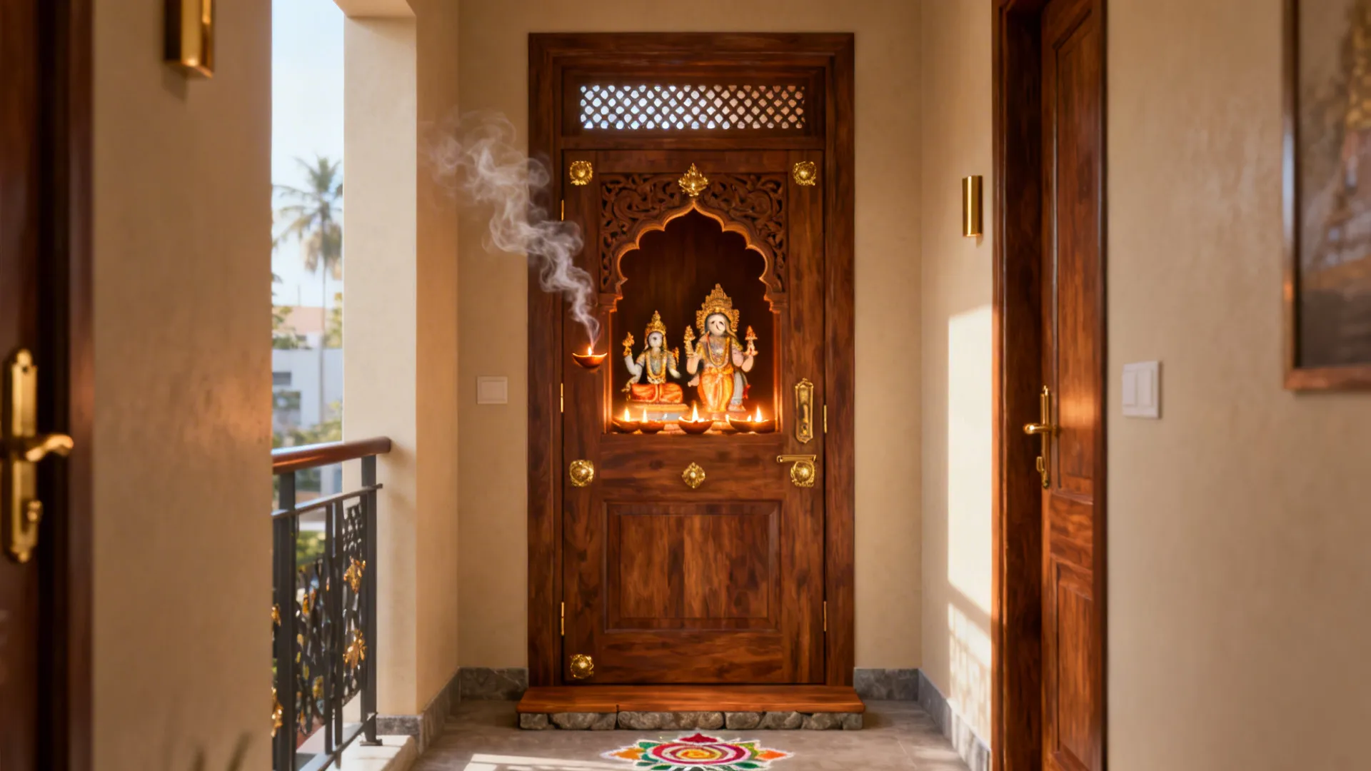 5 South Indian Traditional Pooja Room Door Designs