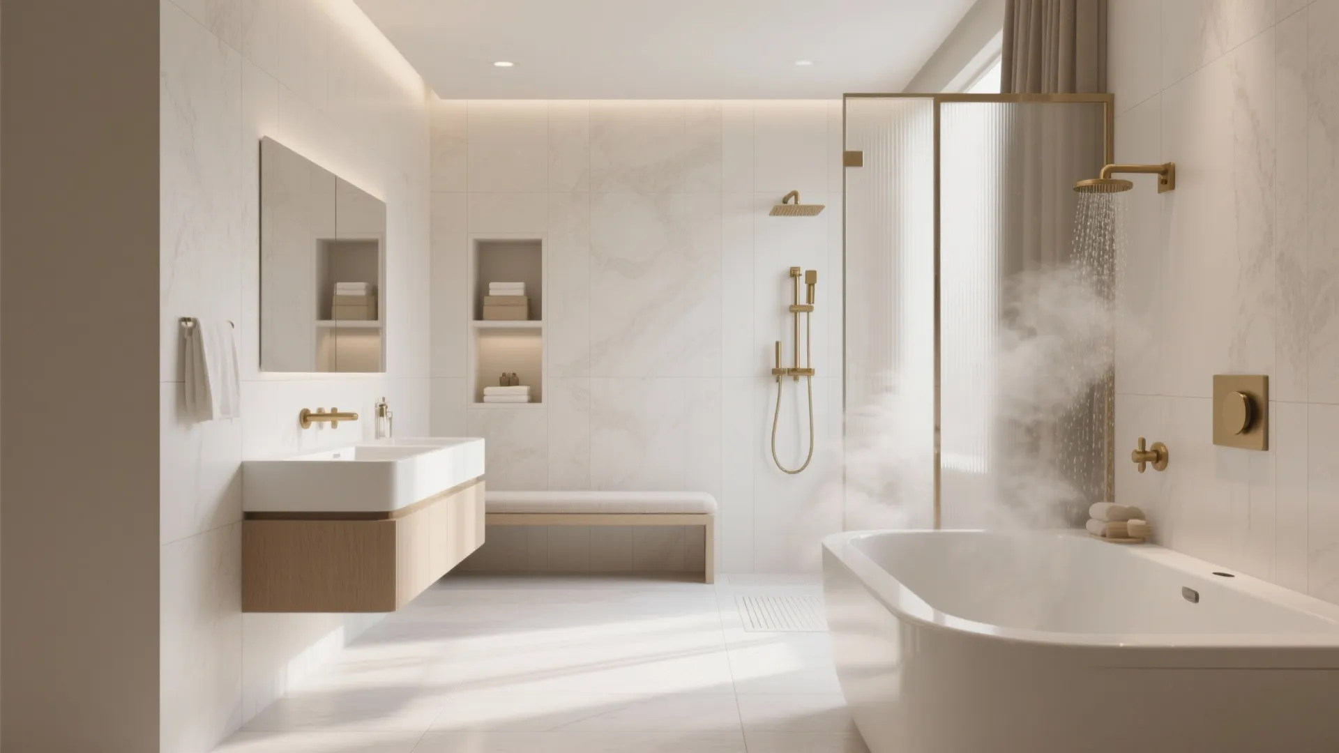 Spa-Calm Bathroom with Sculptural Fixtures