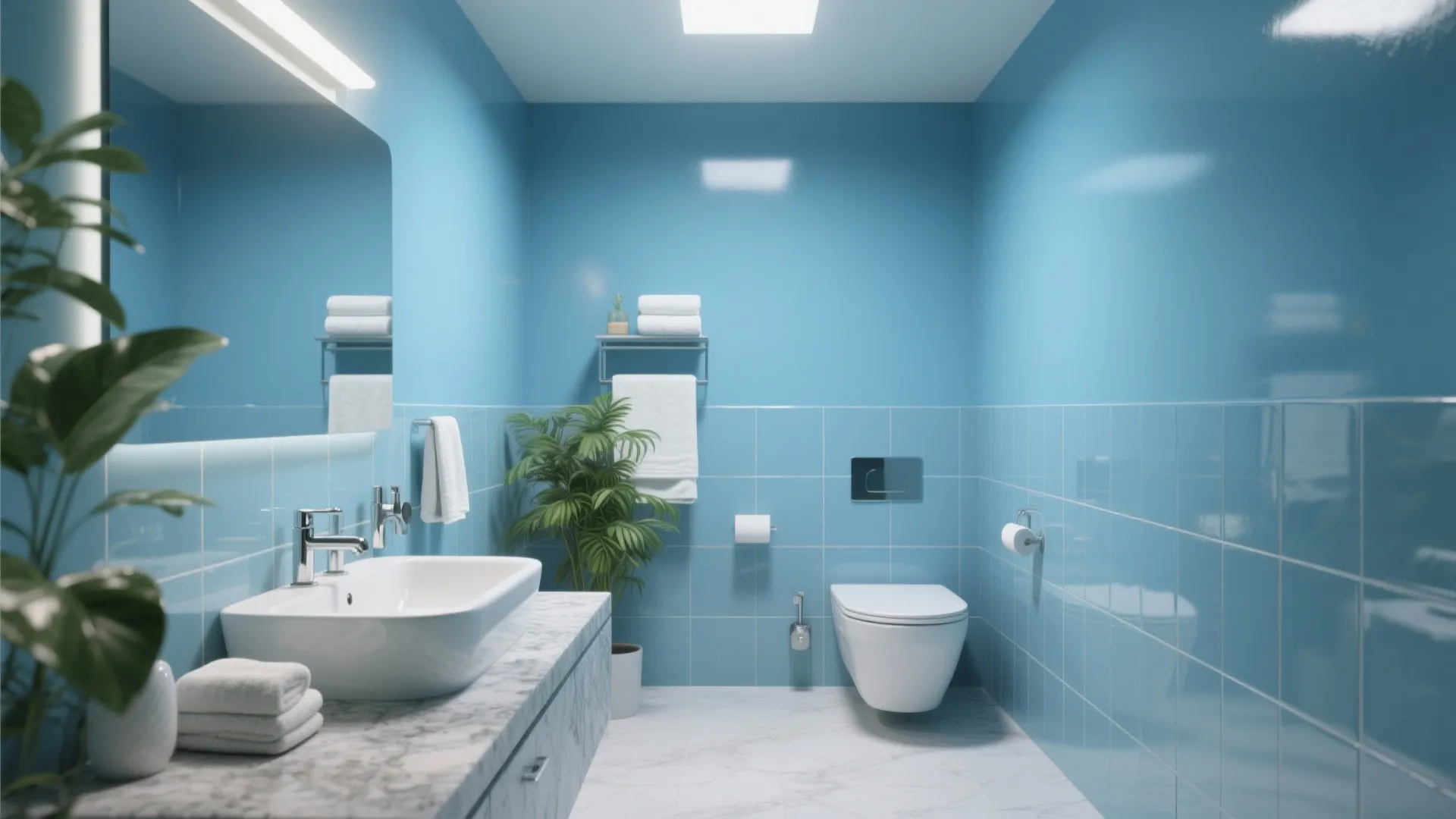 5. Spa-like blue in bathrooms and wet zones