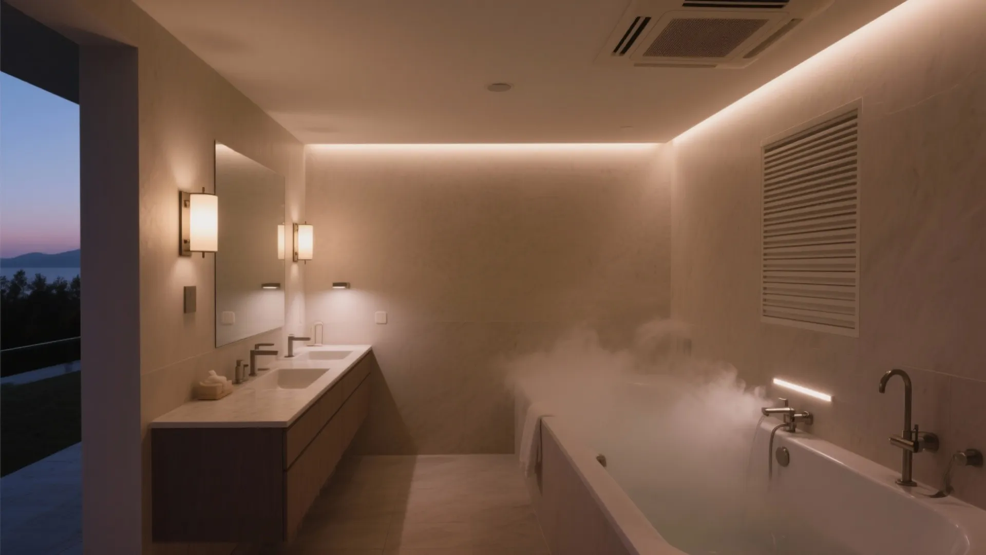 Layered Spa Lighting and Smart Ventilation