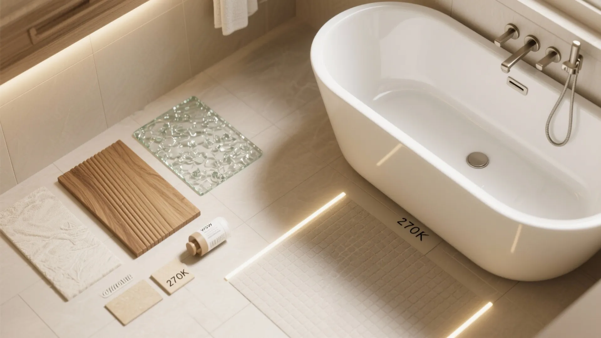 Warm Wood Accents and Ambient Lighting