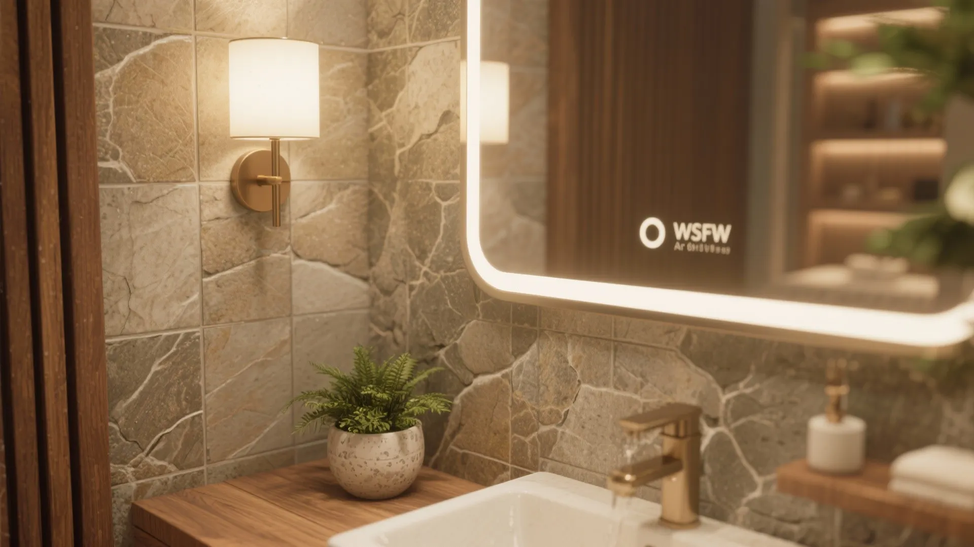 5. Bring spa vibes with materials and lighting