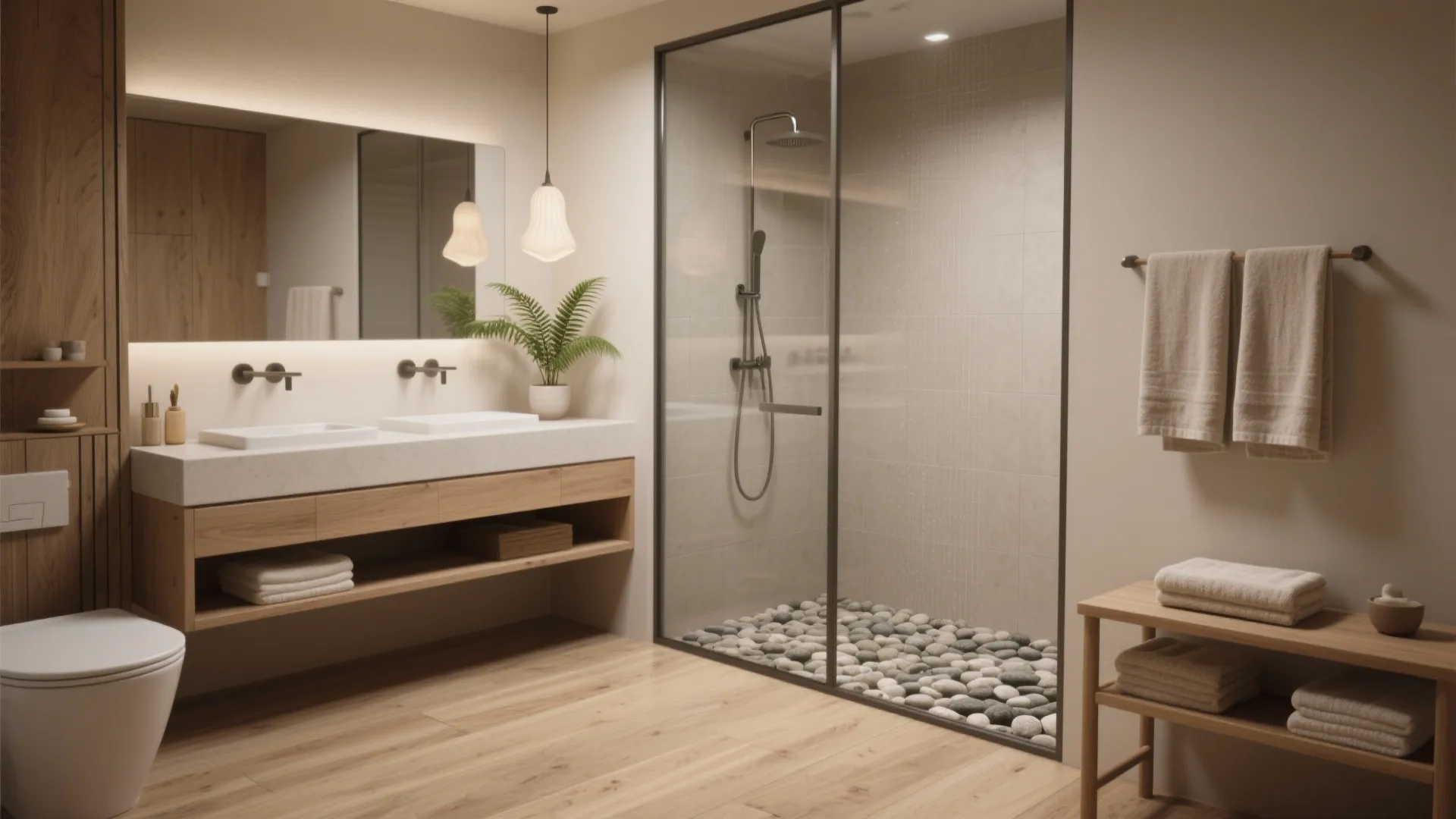 4. Spa-like minimalism with natural textures