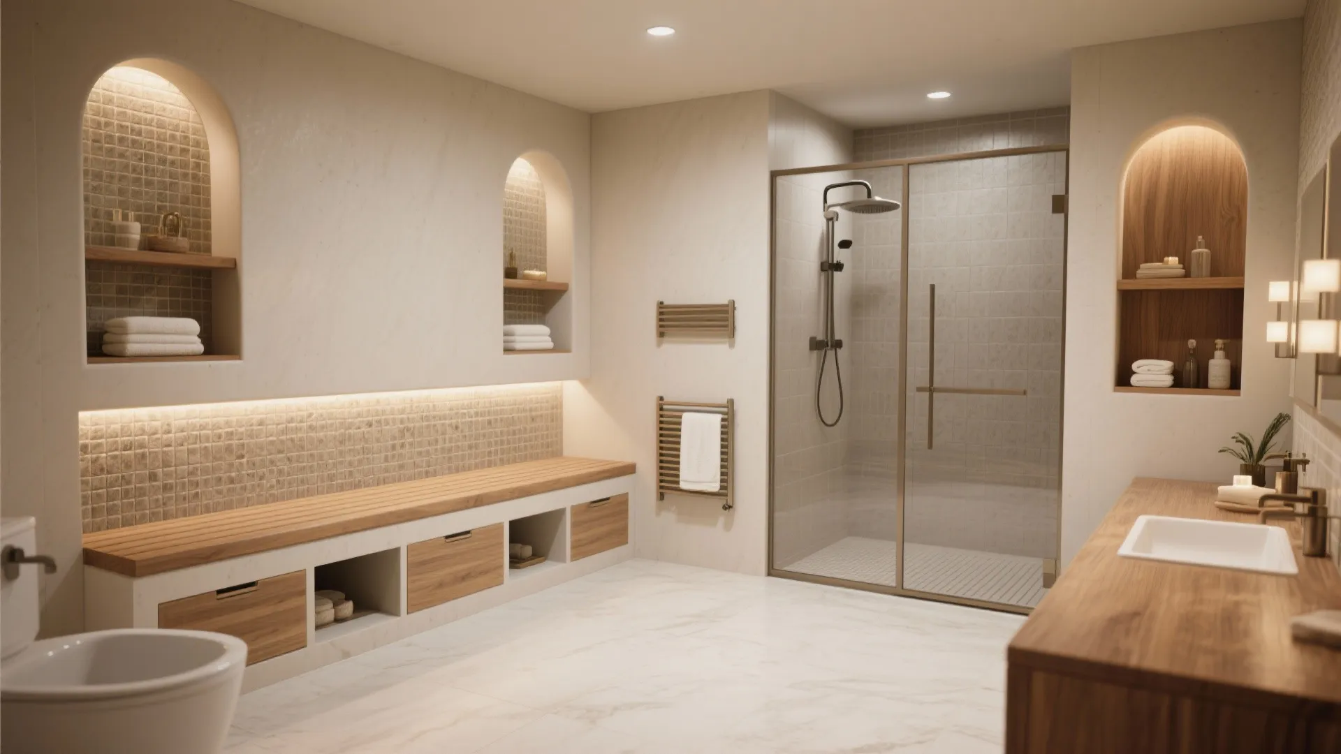 5. Built-In Niches, Seating, and Spa Features