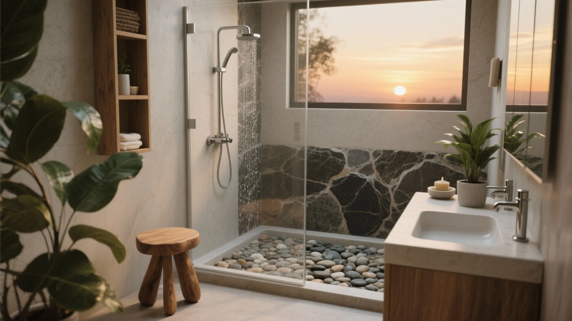 Flamed Stone or Pebble Floors for a Spa Vibe