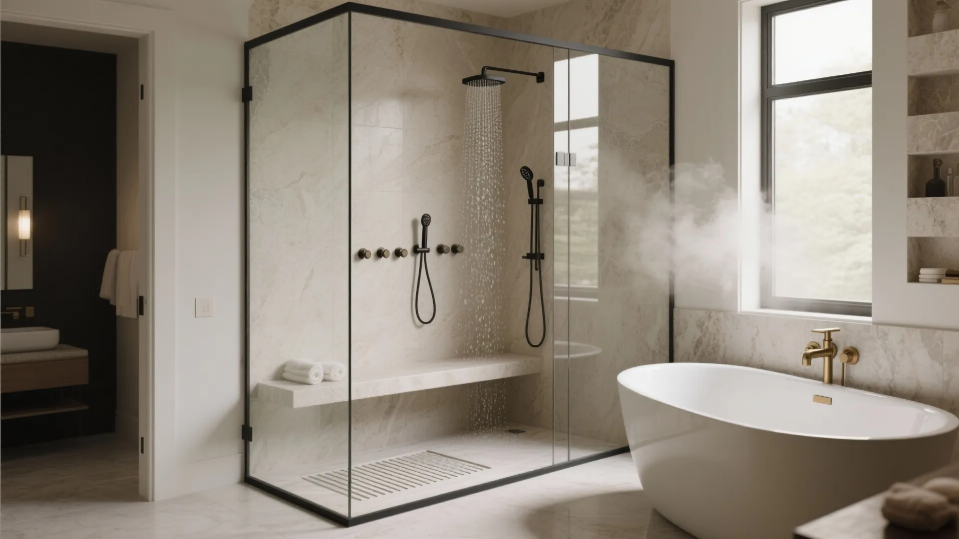 Walk-In Shower (With Bench) + Soaking Tub: The Spa Duo