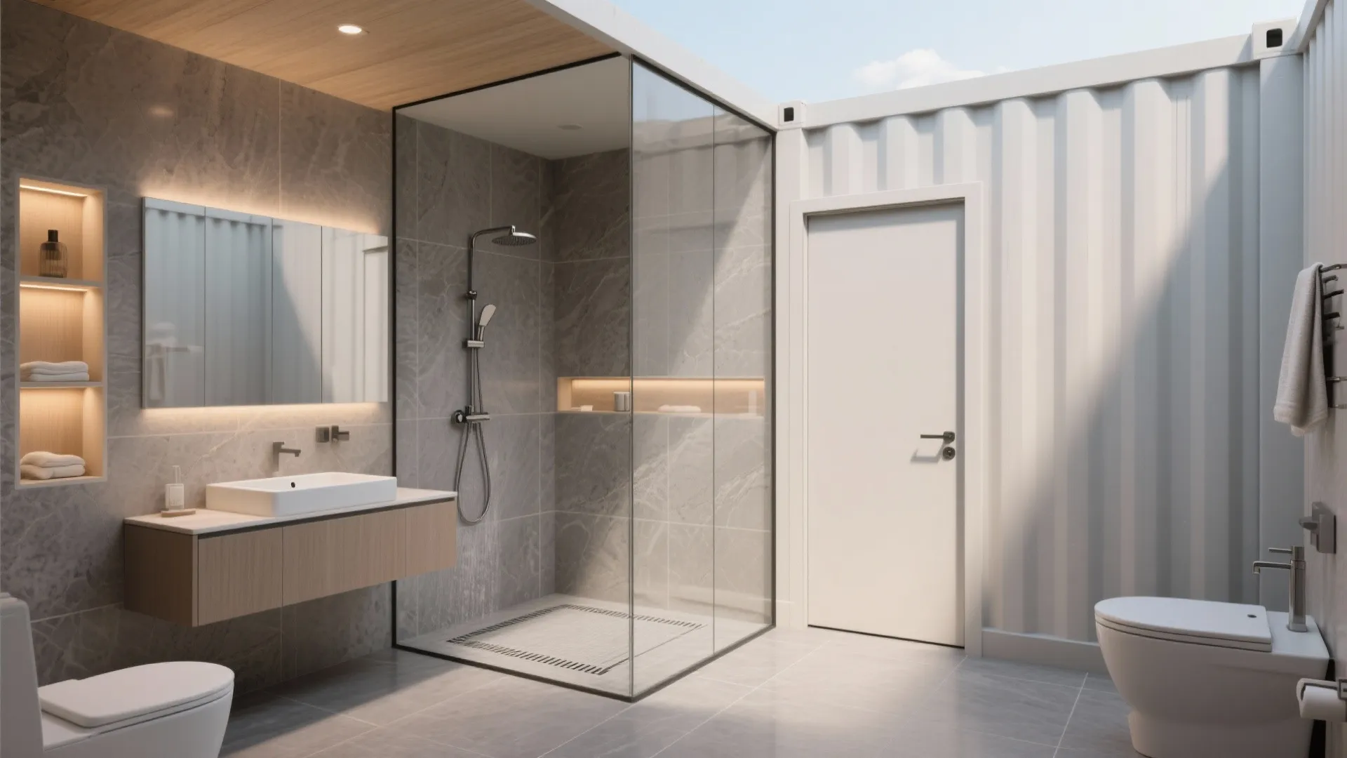 Spa bathroom and invisible storage walls