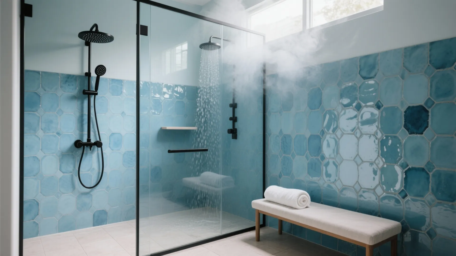 3) Spa Blues with Zellige and Matte Black