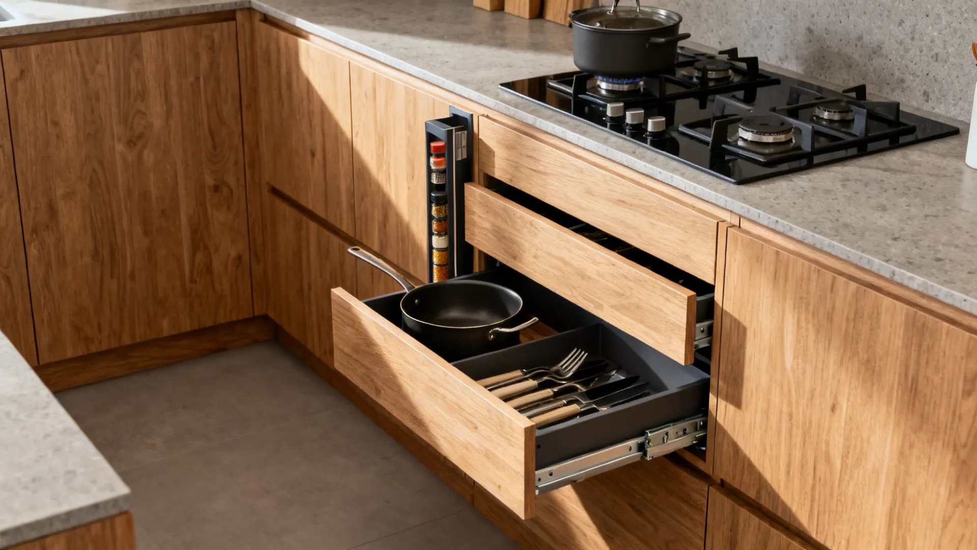 Space-savvy drawer formats and inserts