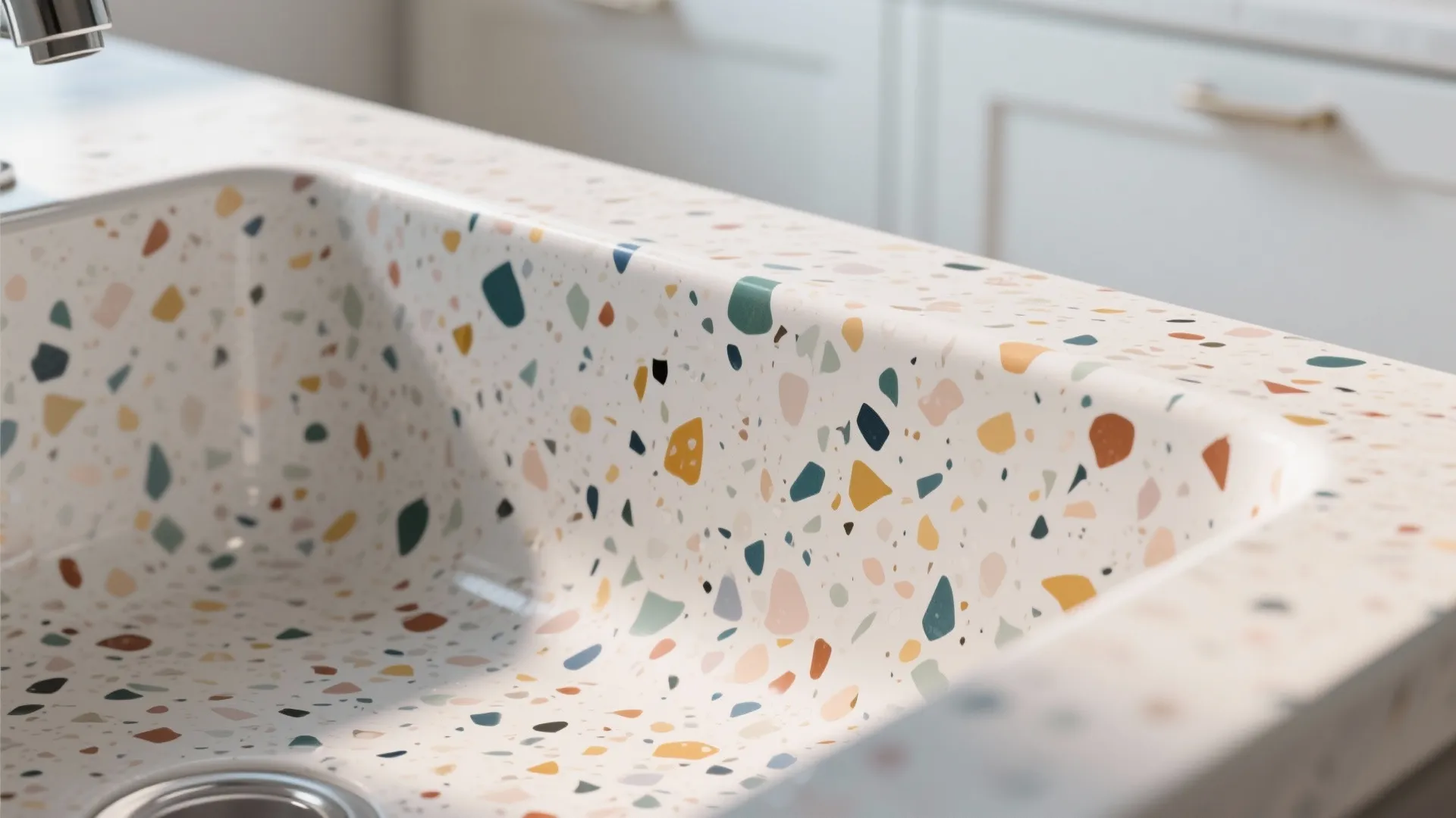 3. Speckled and terrazzo-inspired basins