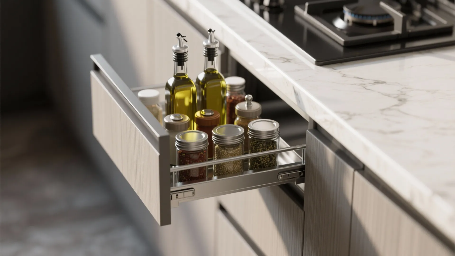 Compact Kitchen: L-Shape, Vertical Storage, Easy Workflows
