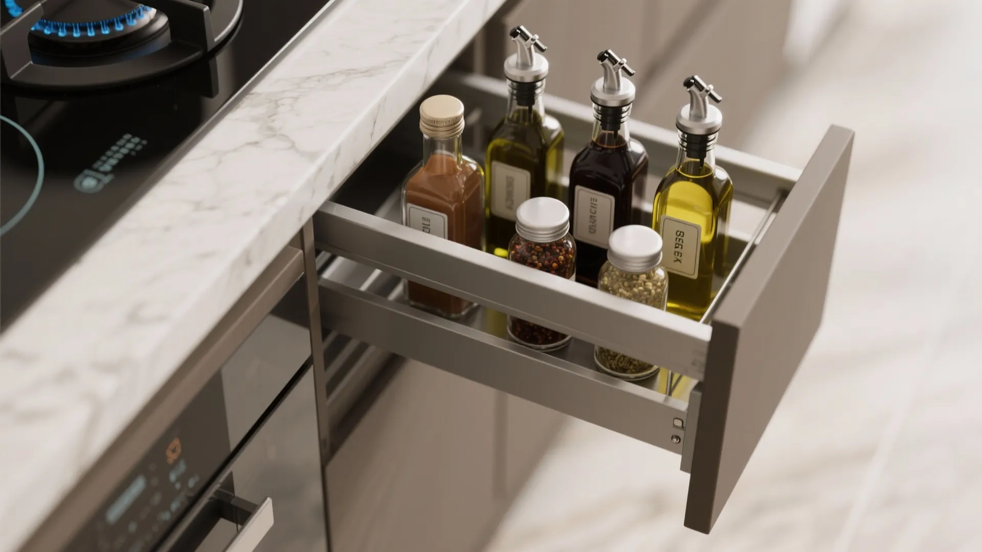 Compact appliance zoning and vertical storage