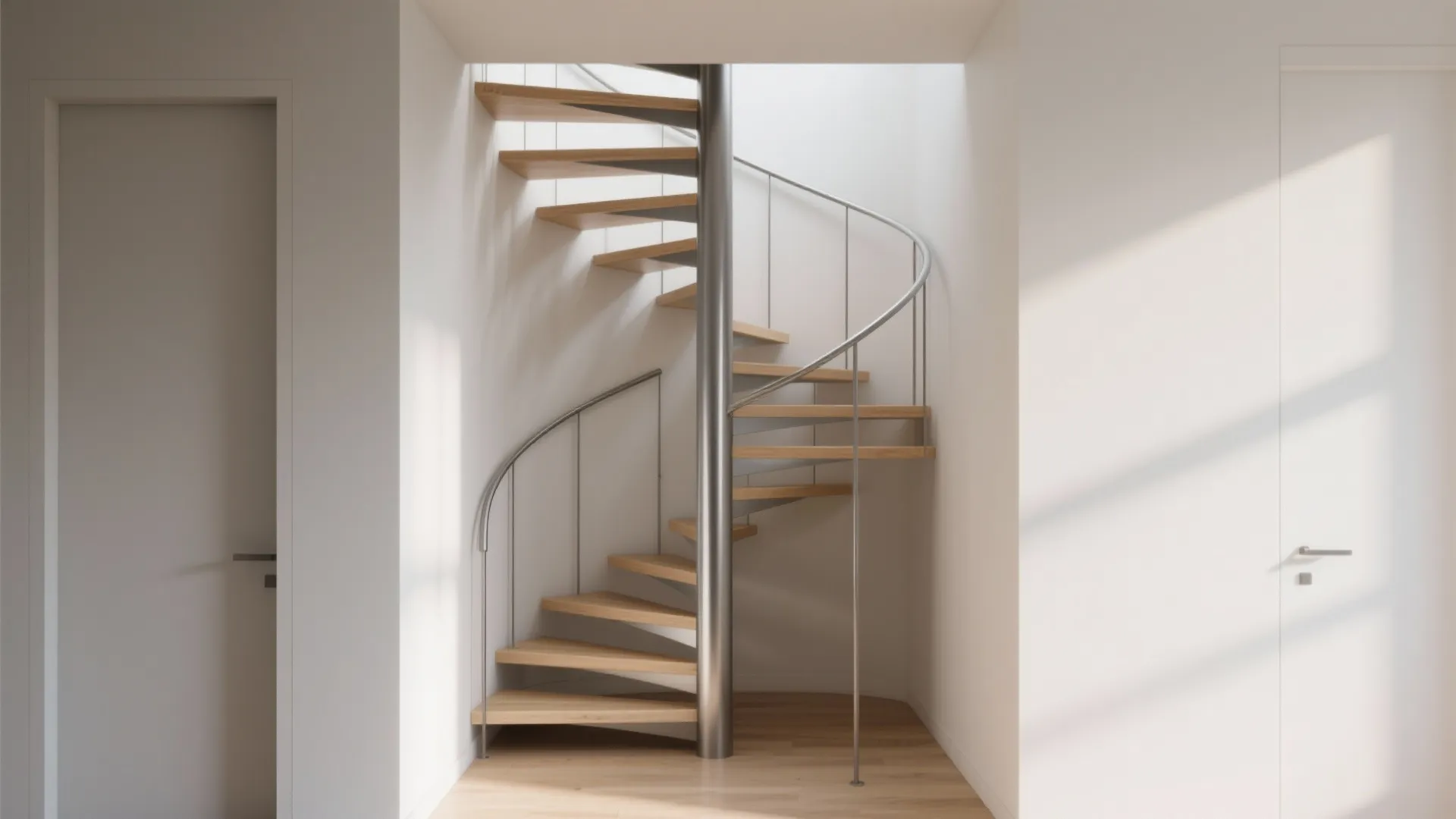 1. Spiral or Curved Stairs with a Slim Footprint