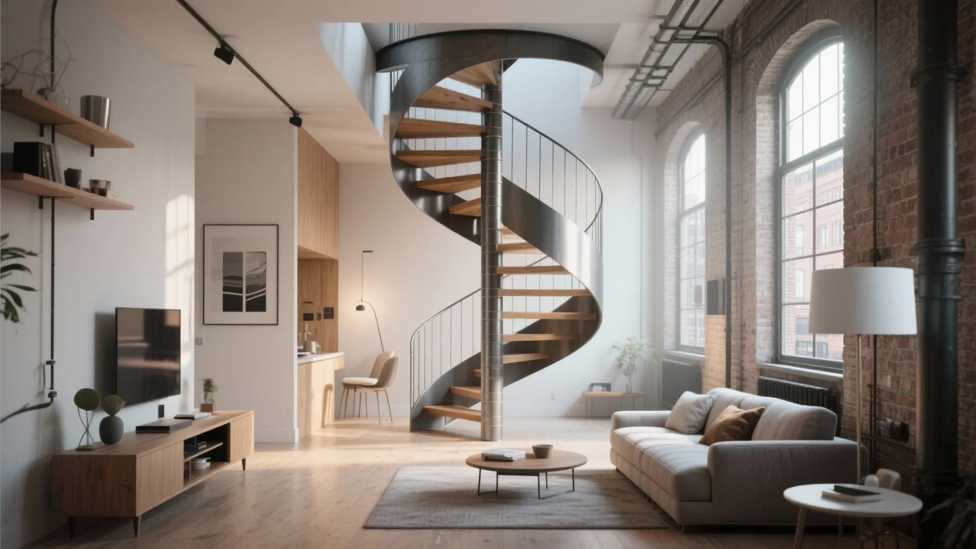 Spiral Stairs for Compact Living Rooms