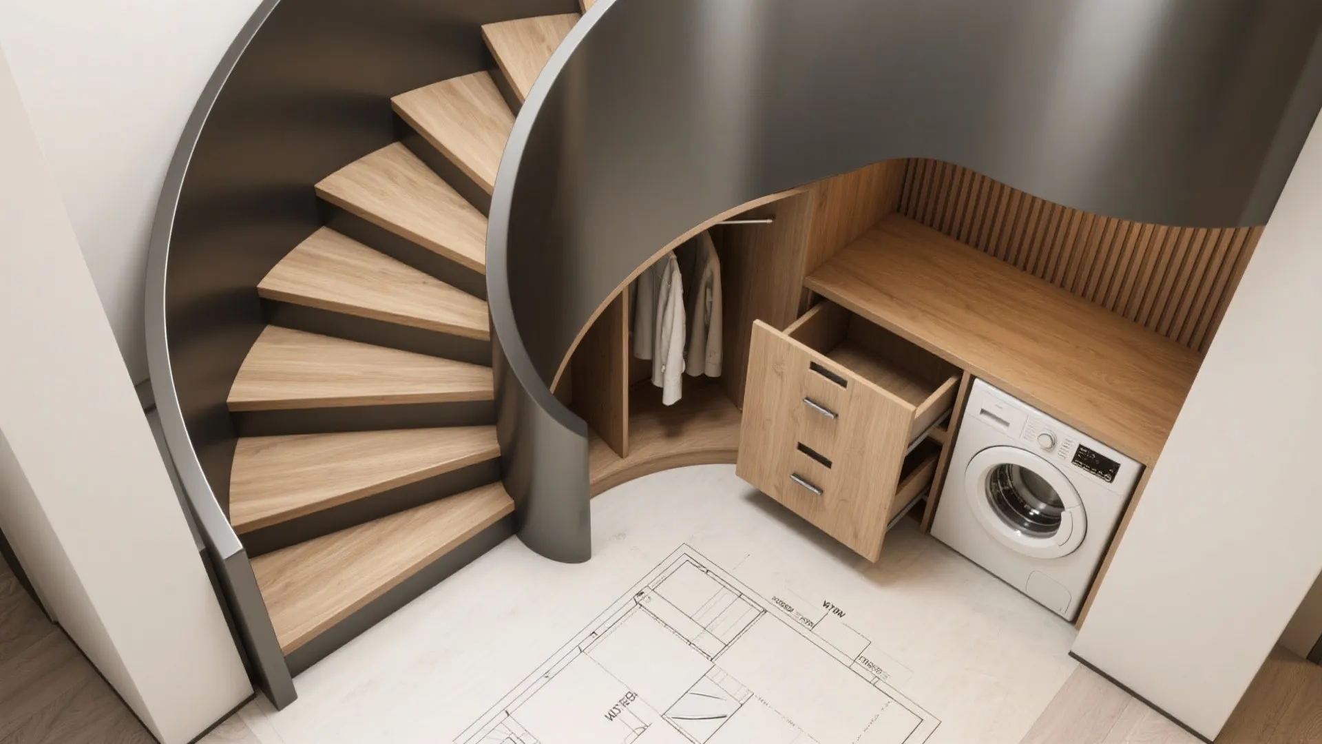 3. Integrate storage into the spiral footprint