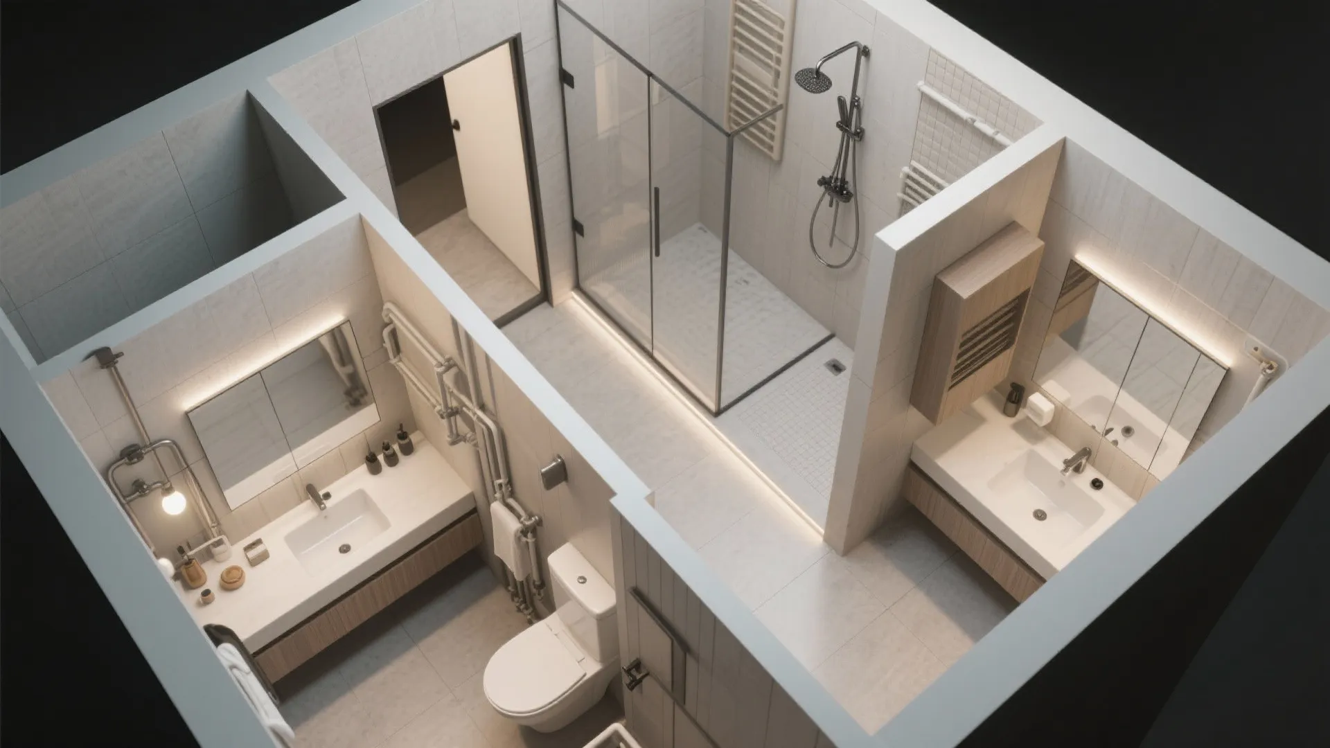 5. Split Bath Zones for Privacy