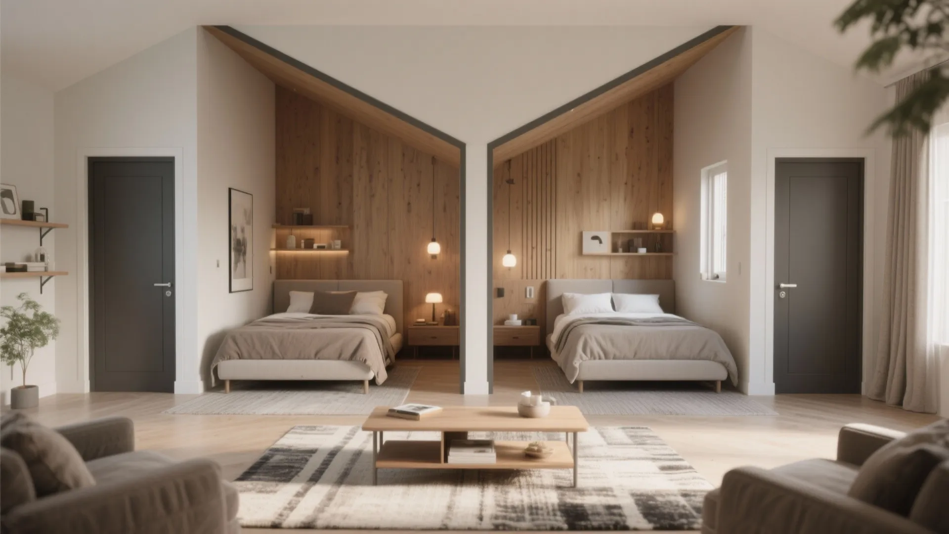 2) Split-bedroom plan for privacy