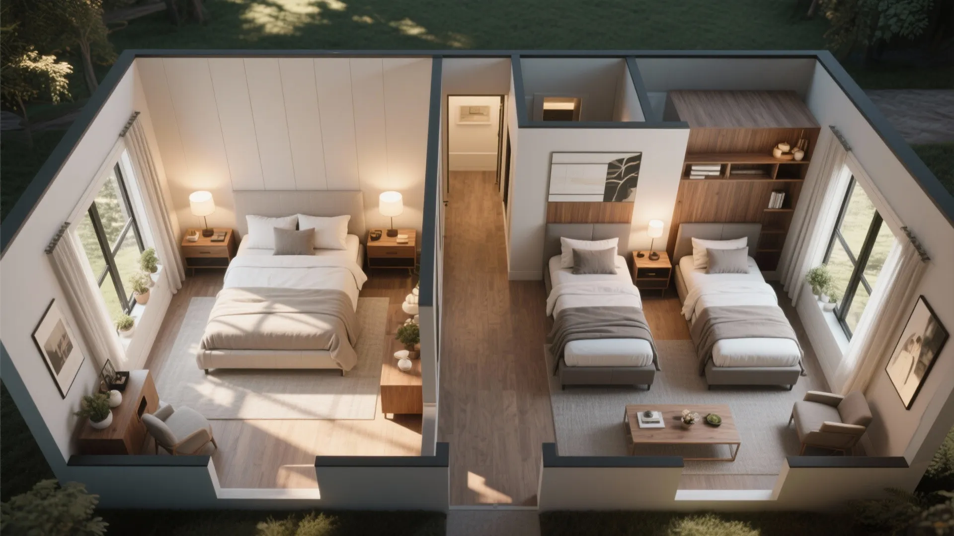 Split-Bedroom Layout for Privacy