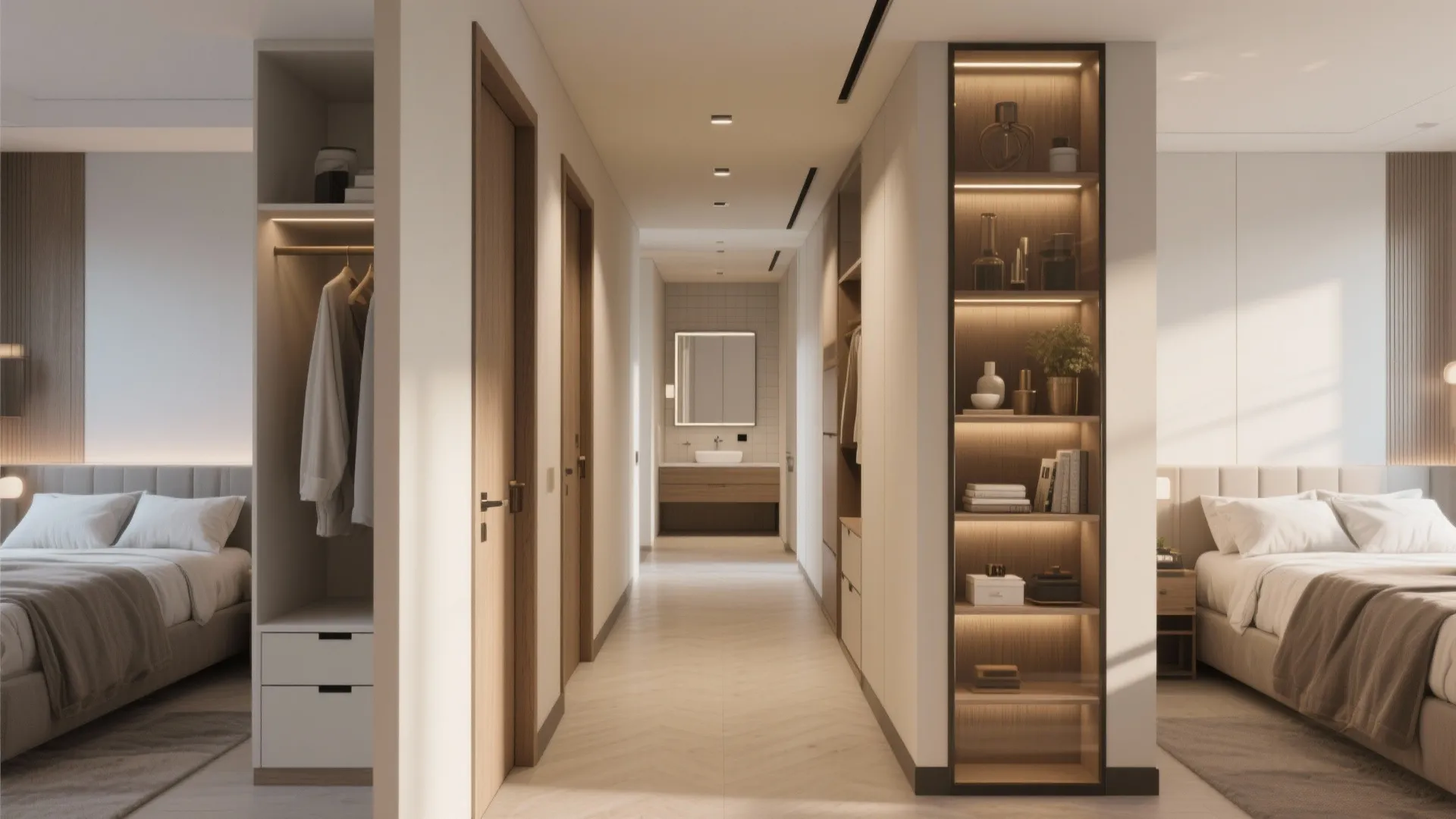 Split-bedroom layout for privacy