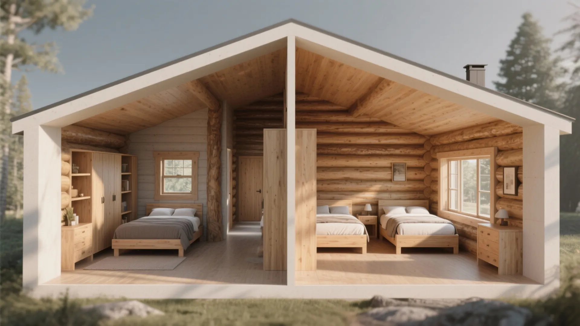 3. Split Bedroom Arrangement