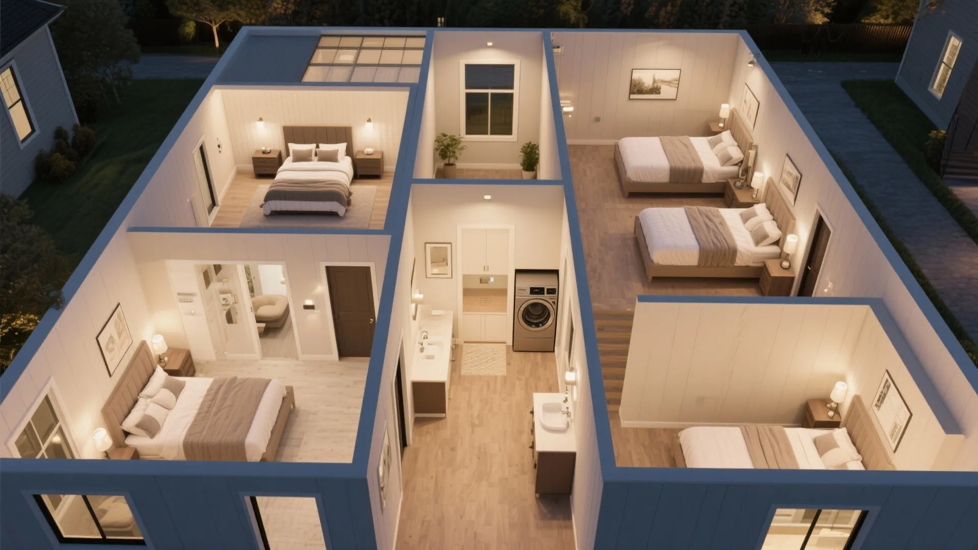 2. Split-bedroom layout for family privacy