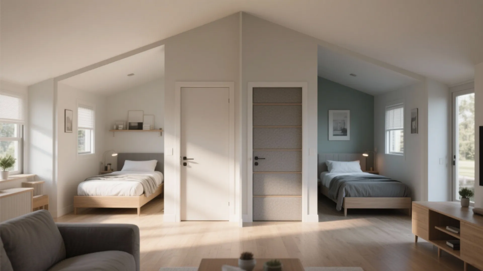 2. Split bedroom layout for privacy