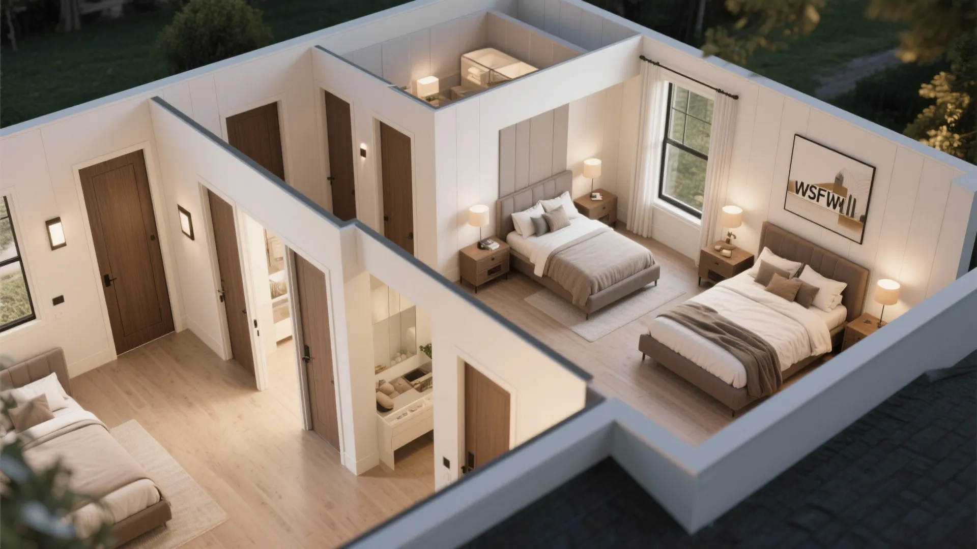 2. Split-Bedroom Plan for Privacy