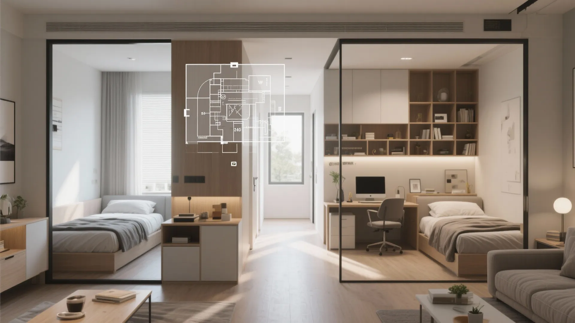 Split-Bedroom Layout for Roommates