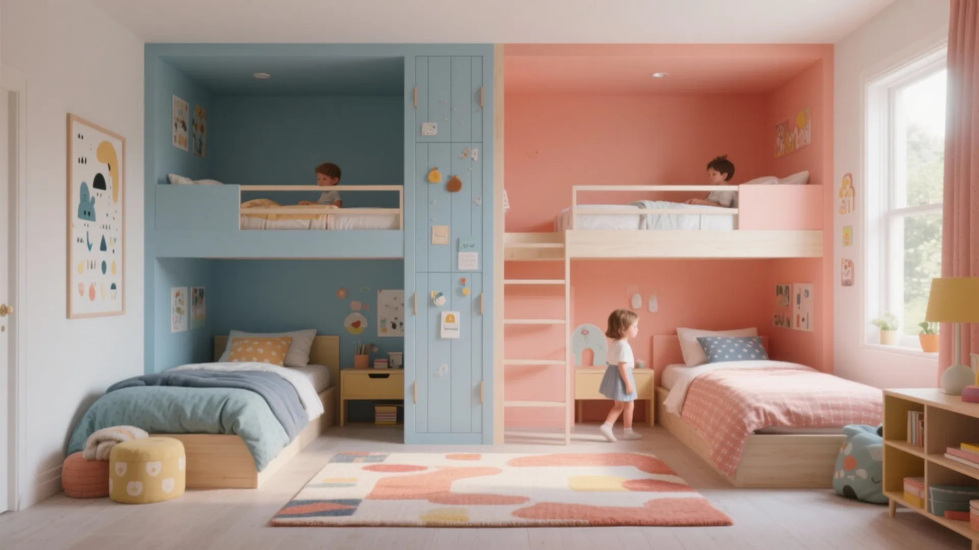 3. Split Bunks with Individual Themes