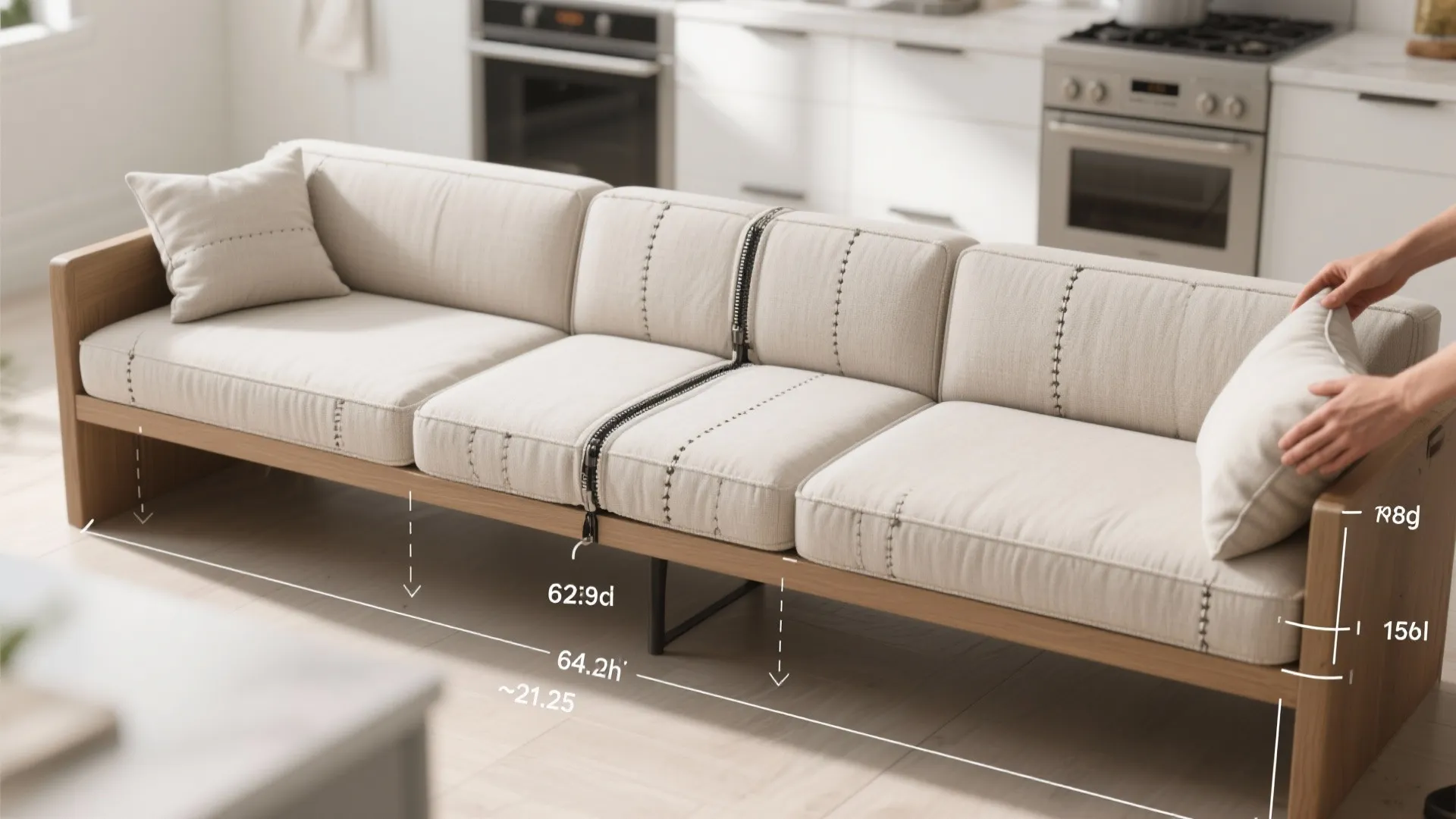 3. Split the cushion into two or three sections for handling and storage