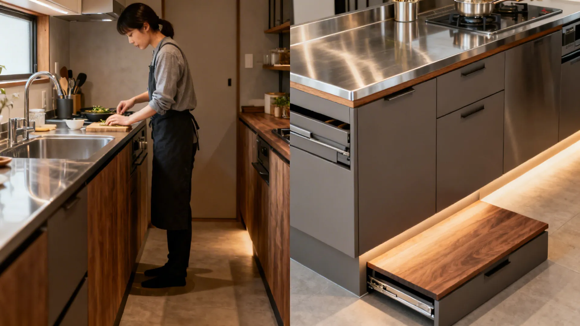 Raised Plinths and Split-Level Counters for Better Ergonomics