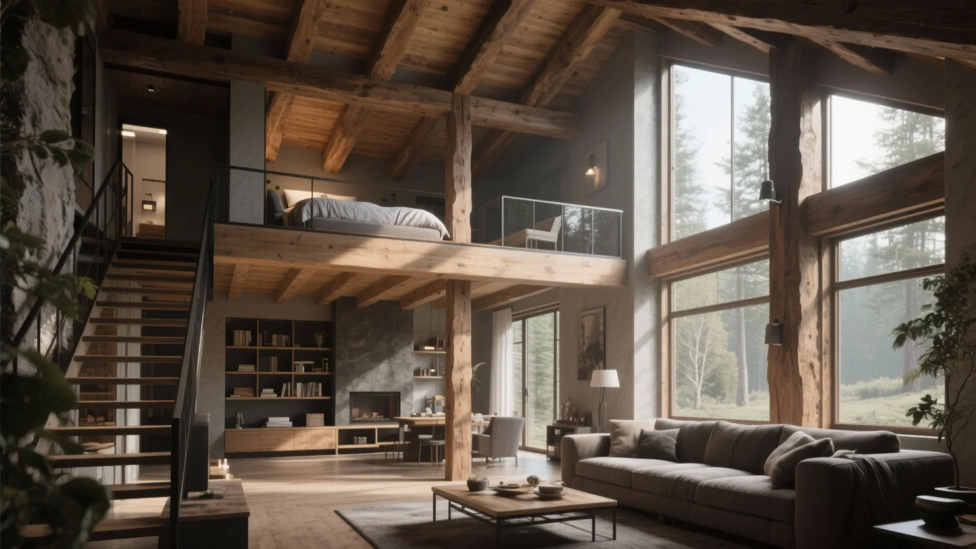 Split-Level Loft Over One Bedroom