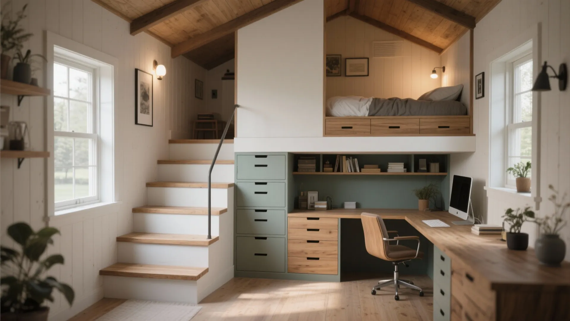 5. Multi-level split with storage under stairs