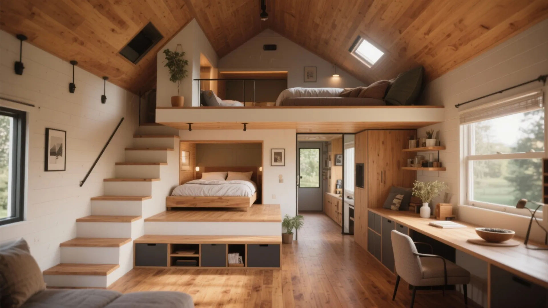 3. Split-Level Tiny Home