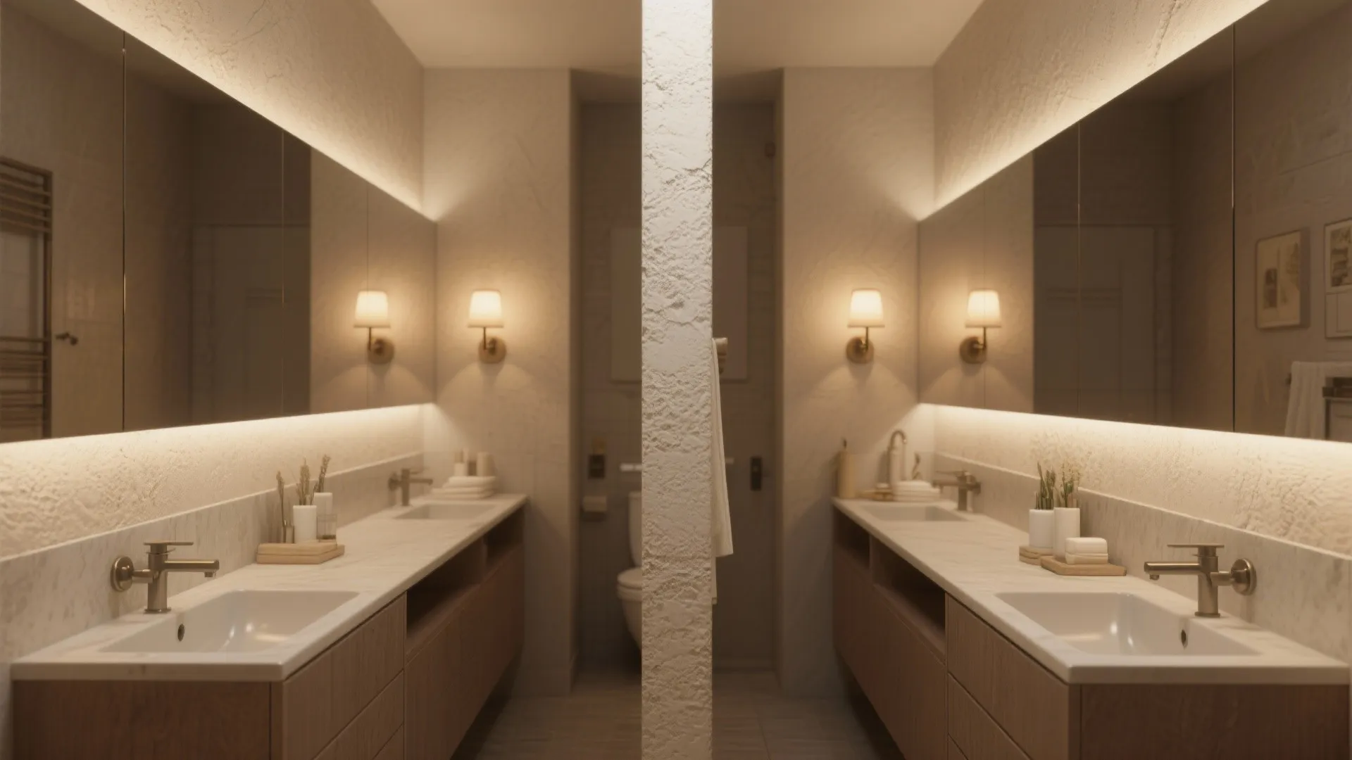 3. Split-wall setup with shared mirror