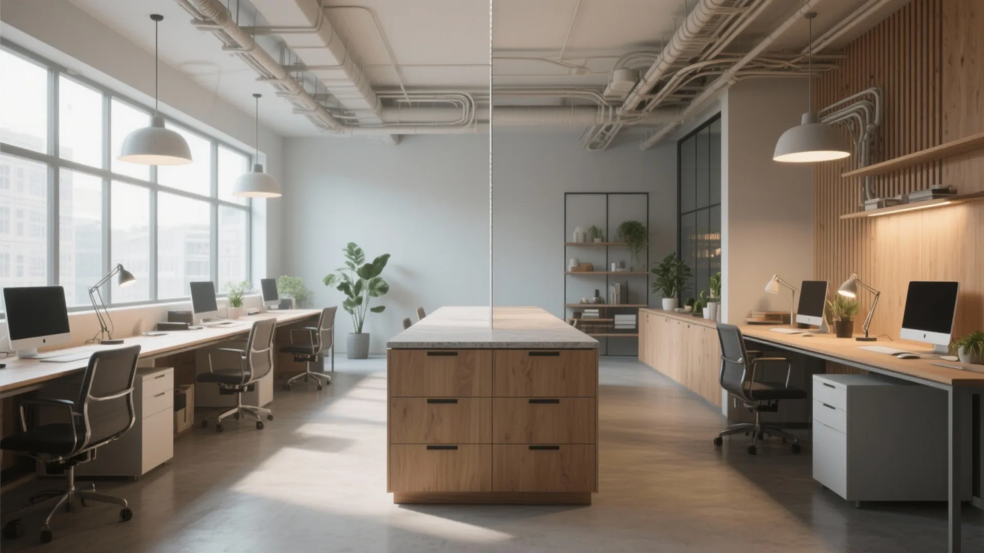 2. Split-zone room with shared island