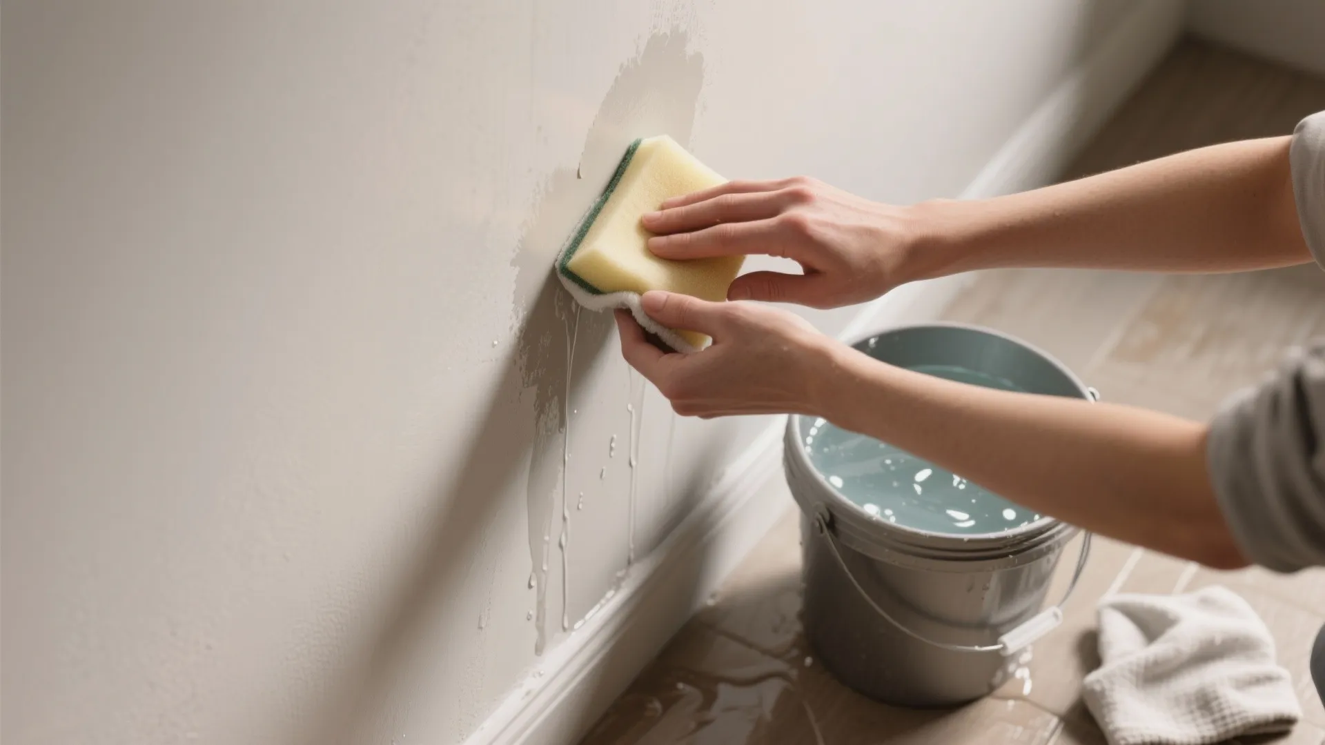 4. Spot test, scrub gently, then rinse