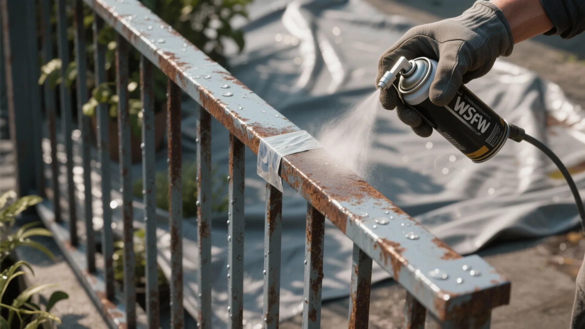 4. Spray treat metal: fences, railings, and door hardware