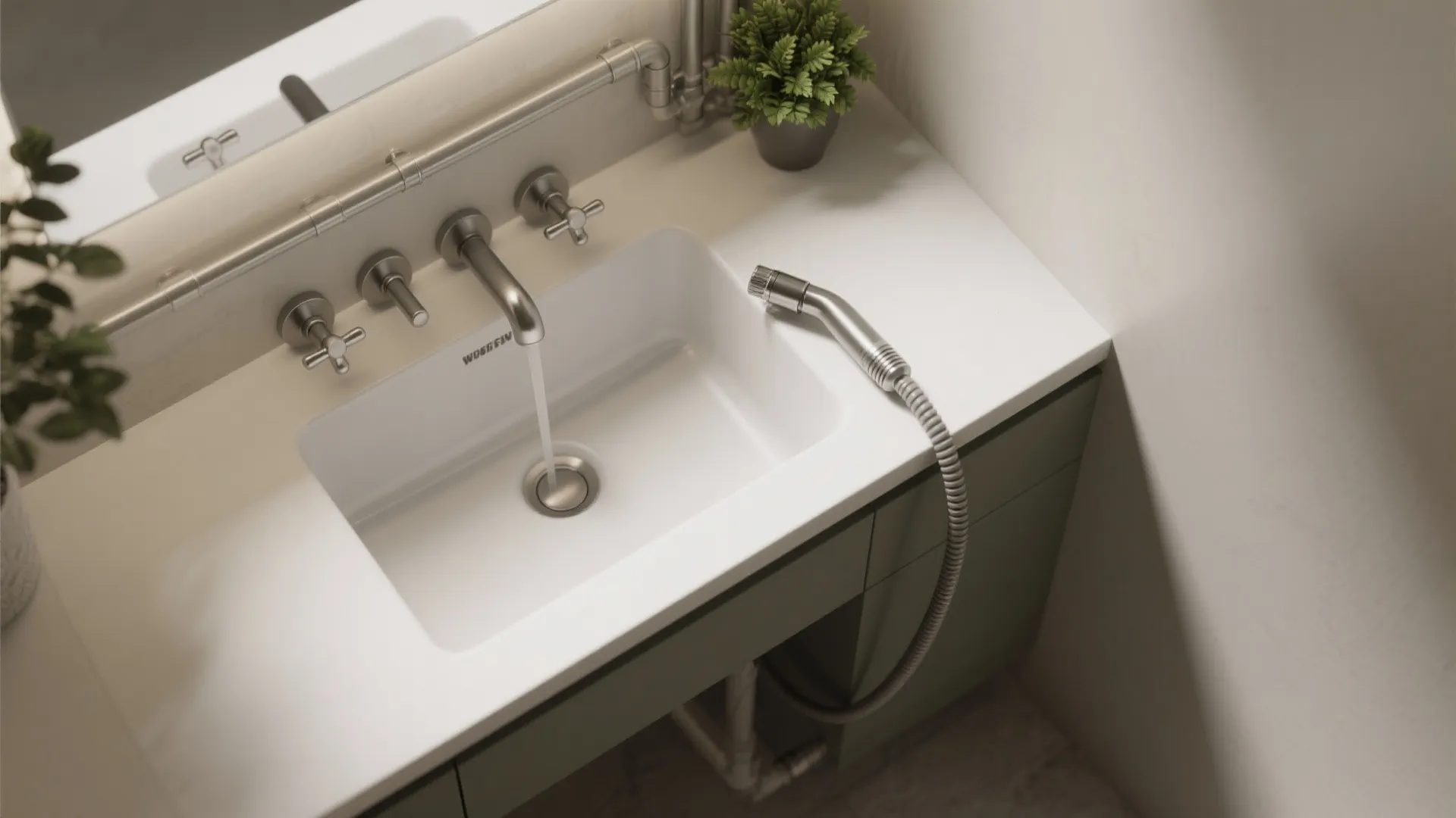 3. Combine a sprayer with hot/cold lever handles