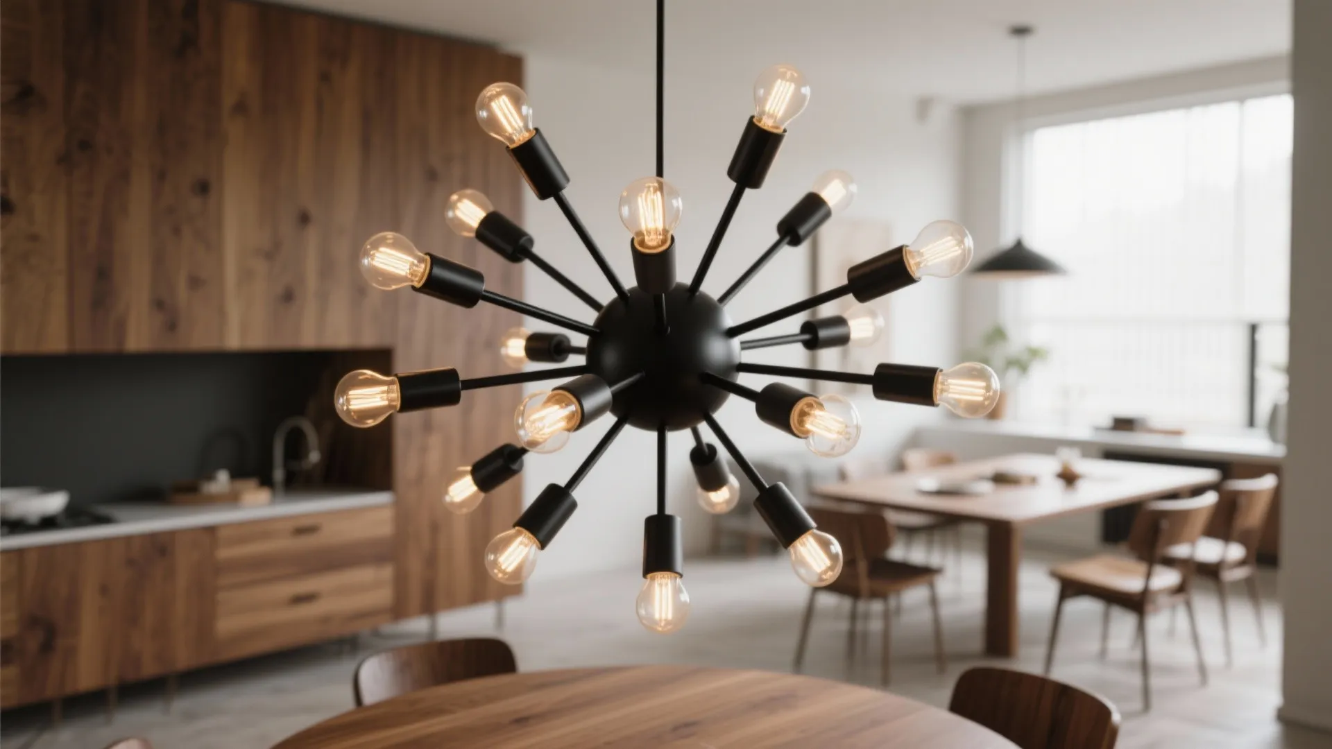 2. Black Sputnik Chandelier for Mid-Century Vibes