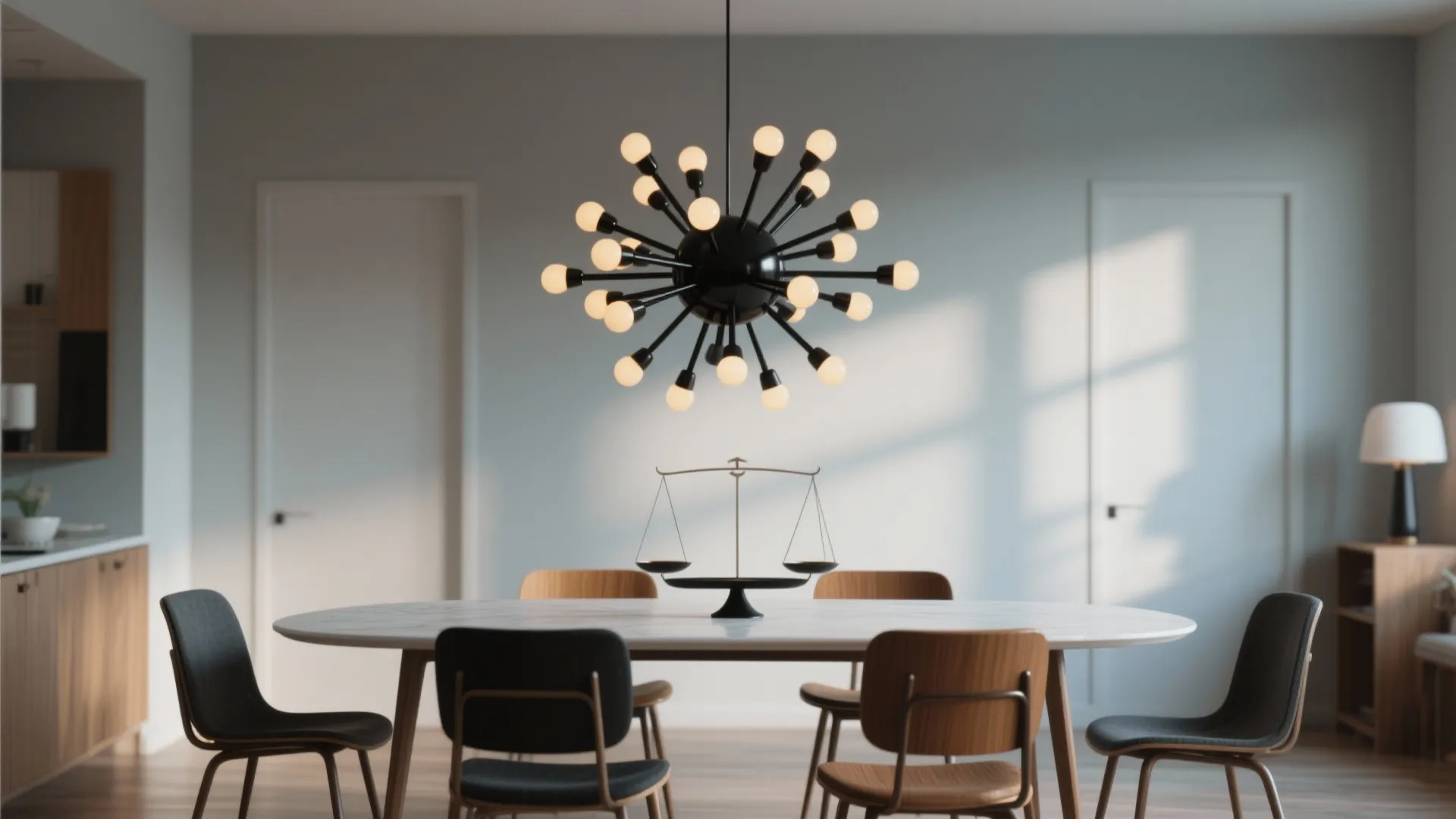 5. Matte Black Sputnik for Mid-Century Flair