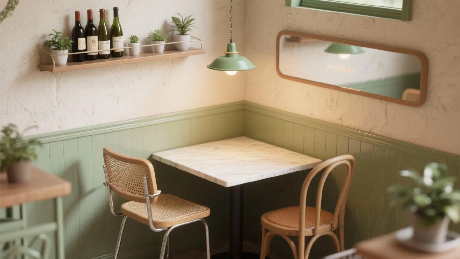3. Square table against the wall — a café vibe