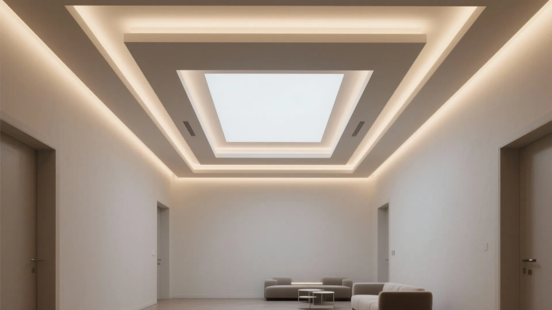 2) Square coffer with concealed perimeter wash