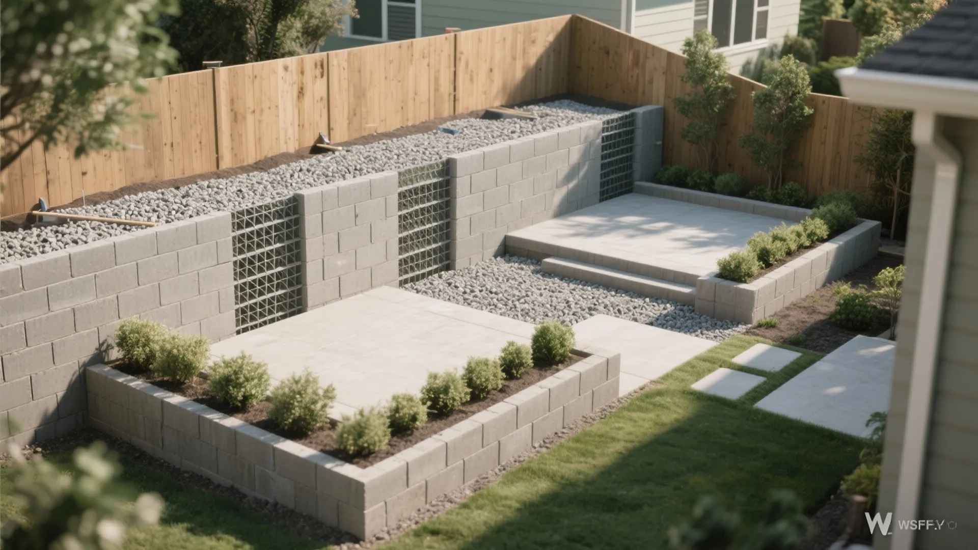 3) Geogrid-Reinforced Segmental Walls for Compact Yards