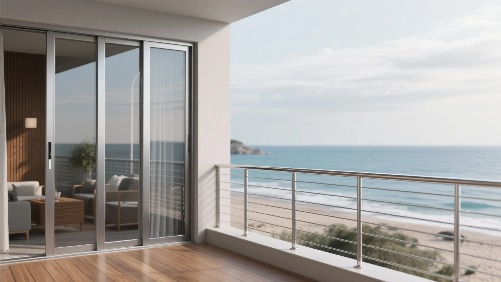 Marine-Grade Stainless Grill + Warm Wood-Look Frames