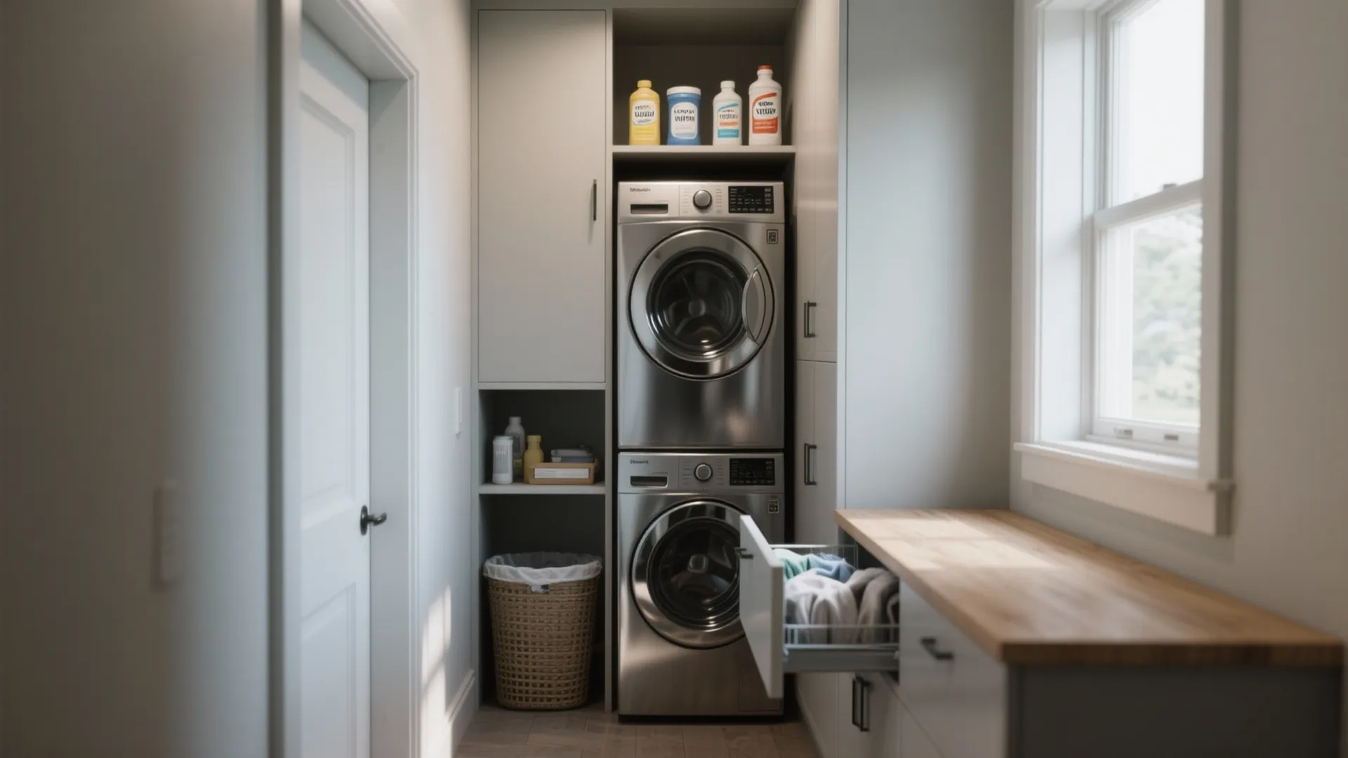 1. Stack and tuck: vertical washing corner
