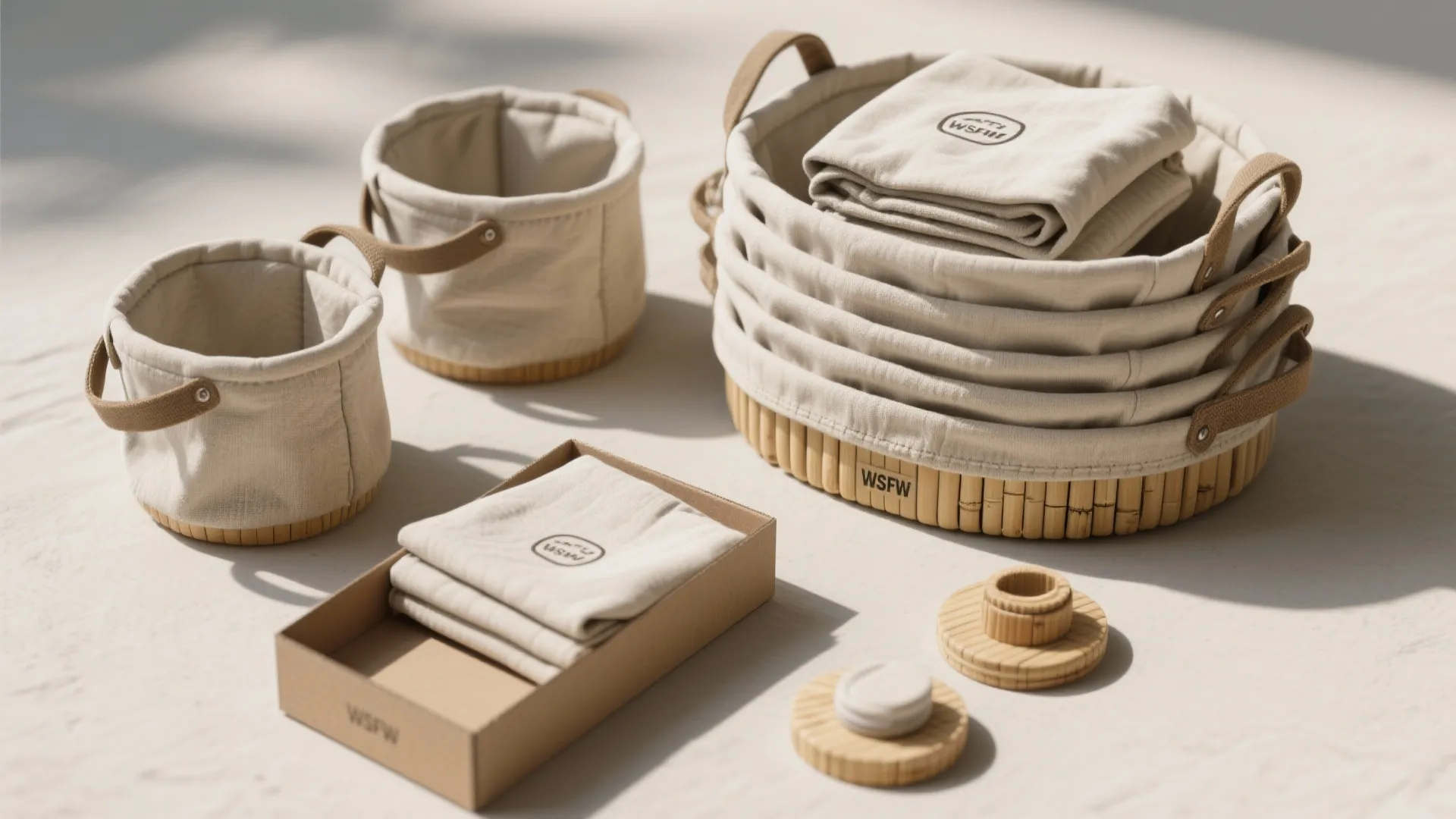 4. Stackable fabric baskets that fold away