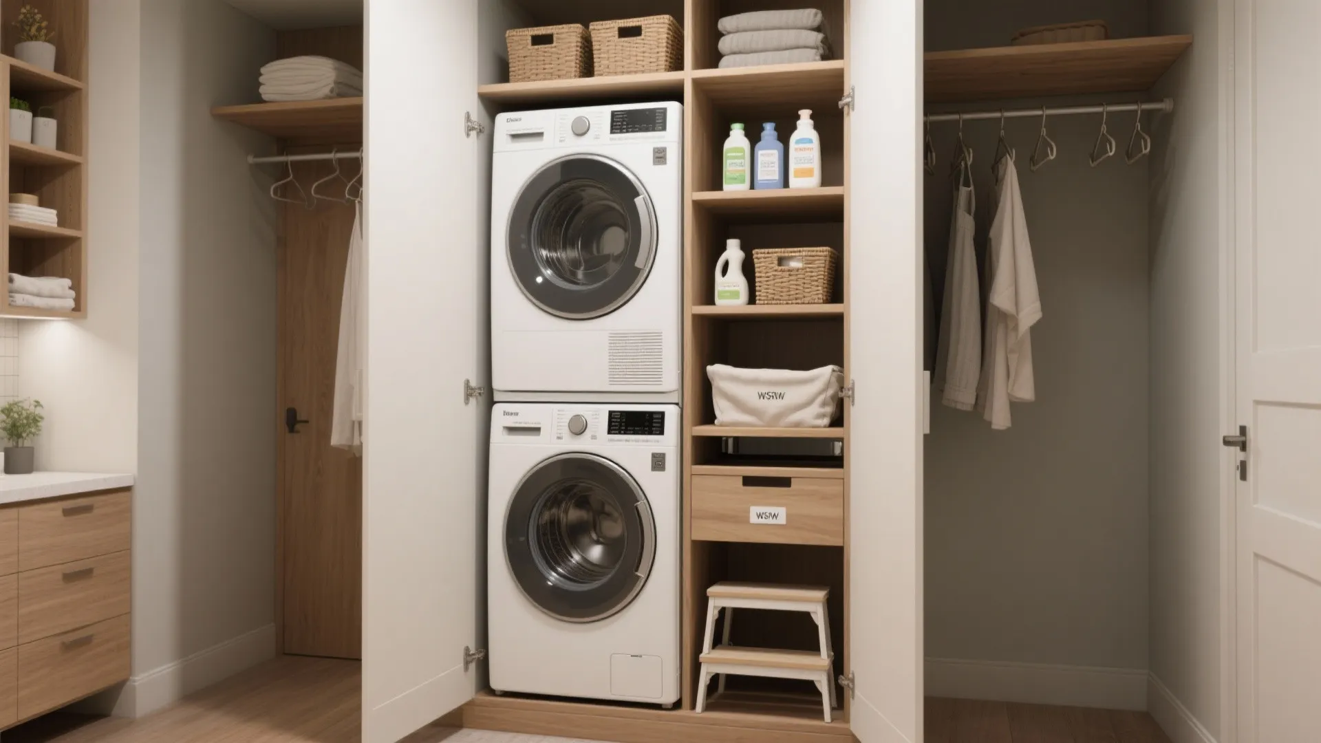 1. Stack and Conceal: Vertical Laundry Towers