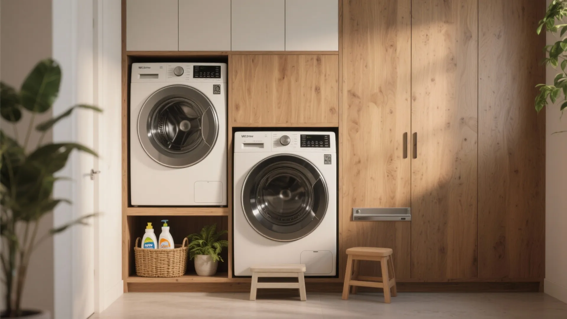 1. Stack smart with an integrated shelf