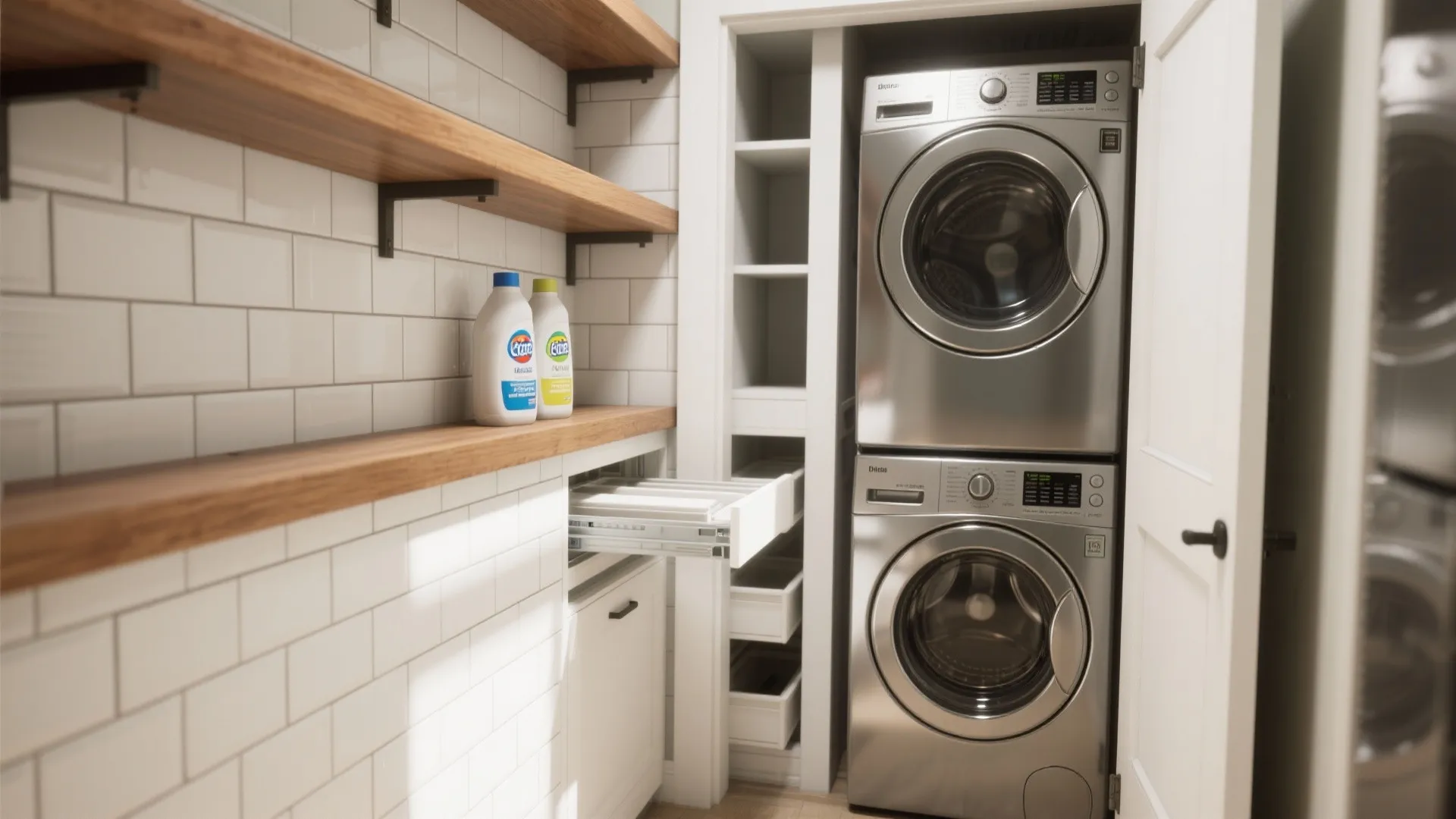 1. Stack, Slide, and Hide: Vertical Stacking with Pull-Out Shelves